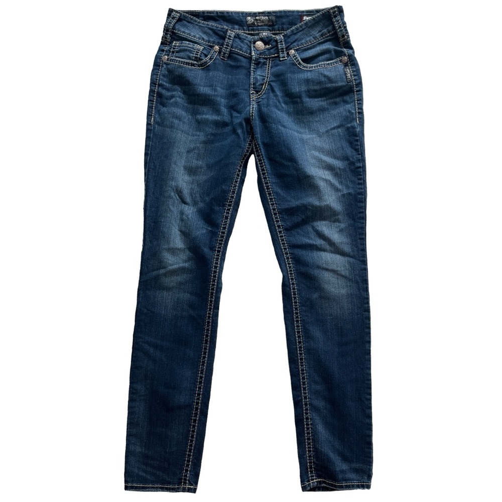 Silver Jeans Co. Suki Dark Blue Mid Rise Skinny Jeans Sz 30